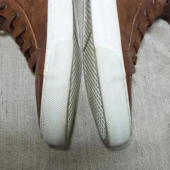 Old Navy Mens High Top Sneaker Cognac Shoes 8 Brown Upper Leather Lace Up 1994 - Picture 13 of 16
